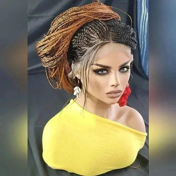 🔥 Auburn Ombre Box Braids Wig w/Lace | Premium Synthetic | Heat Resistant - Picture 5 of 15